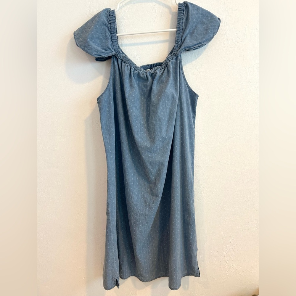 J Crew Off The Shoulder Ruffle Sleeve Cotton Dress Large (14)